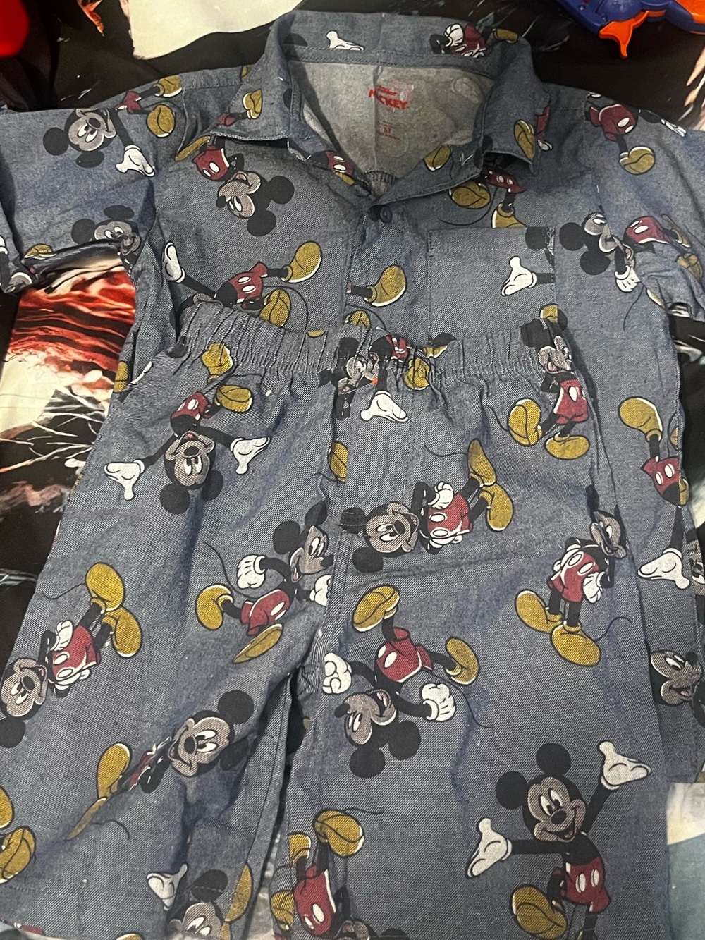 Disney Blue Mickey Mouse Button-Down Kids Shirt